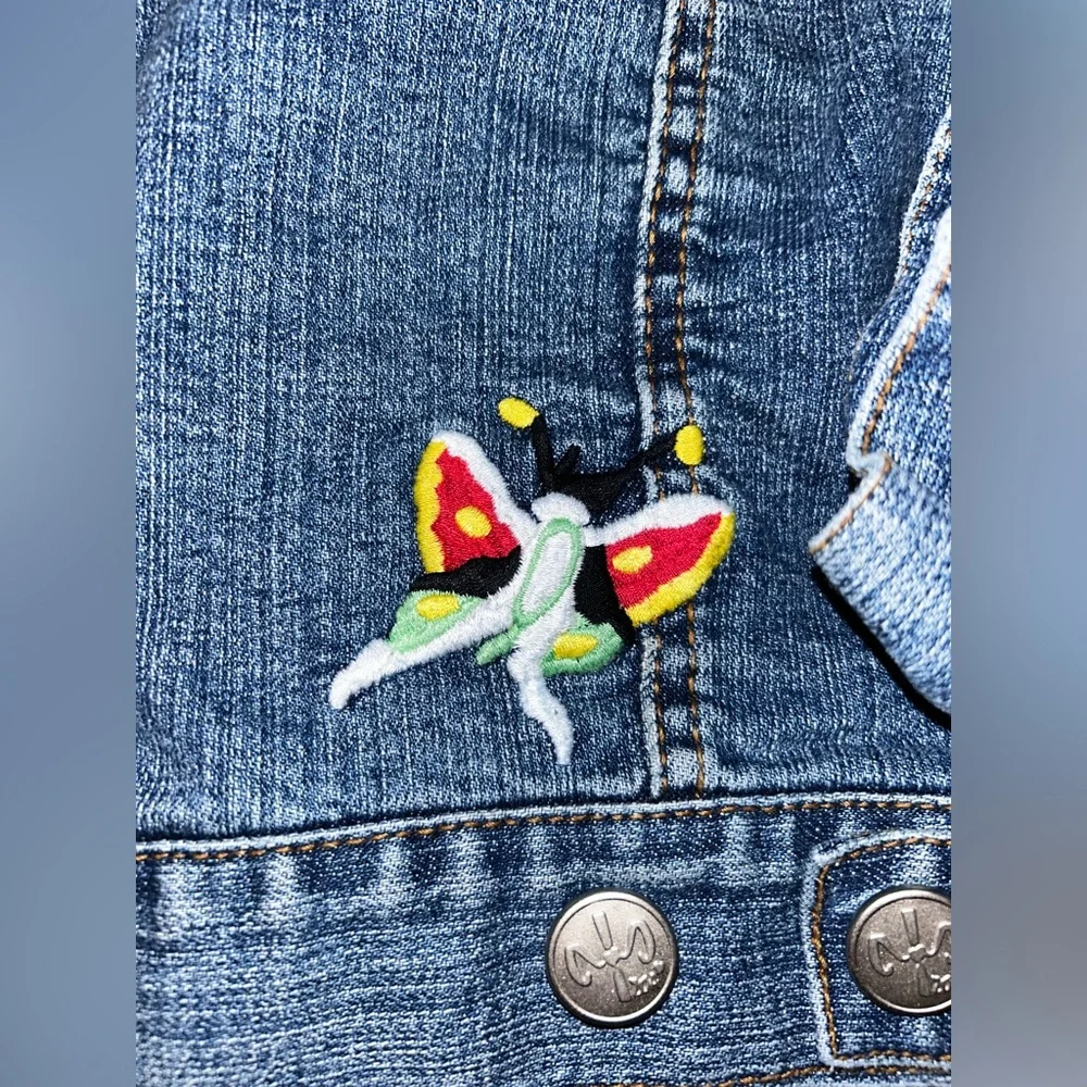 ZOA GRAND JEANS vintage Kids Blue Denim Jacket with Colorful Embroidery
